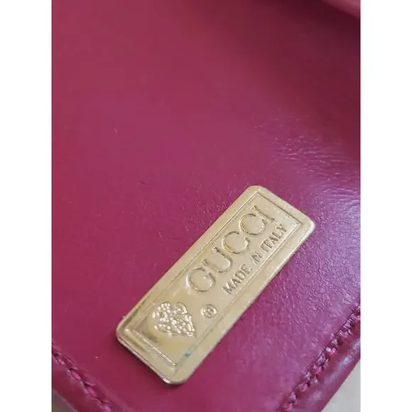 Gucci Vintage Red Leather Tri-fold Mini Wallet c/c Holder 3''x2'' Italy - Picture 7 of 7